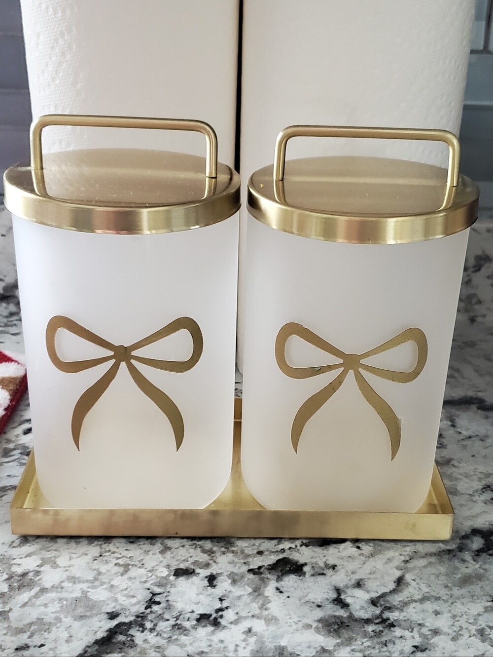 Gold Accent Frosted Glass Canister Set - Home Accents